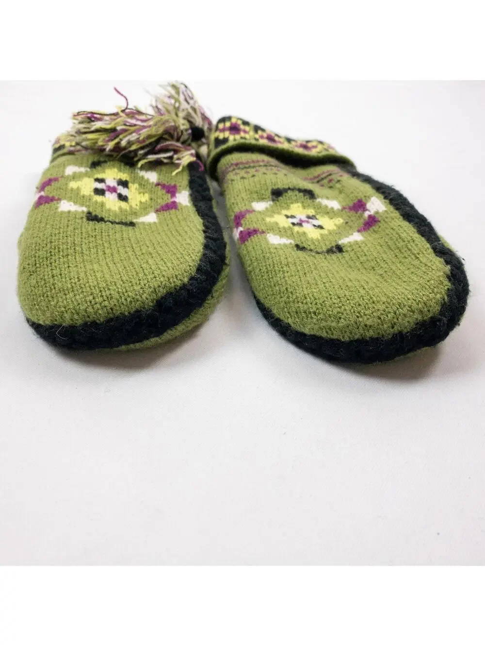 Anthropologie Green Fair Isle Knit Mittens Womens One Size